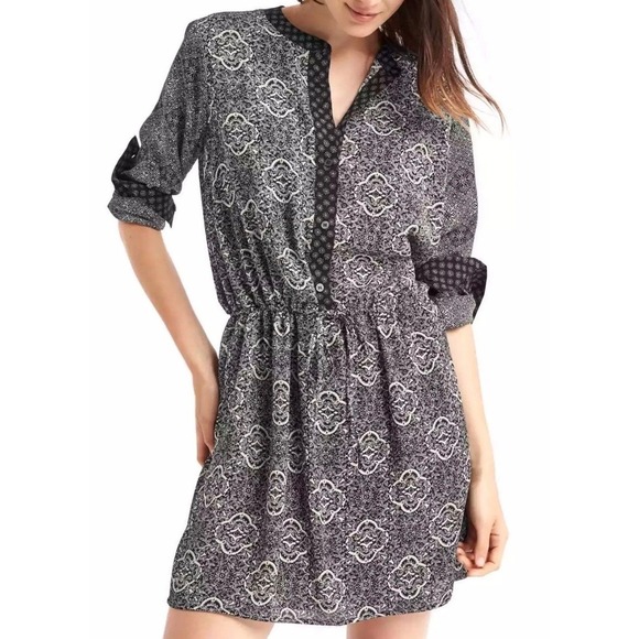 GAP Dresses & Skirts - Gap Popover Shirt Dress, versatile black and white geometric or mandala-print